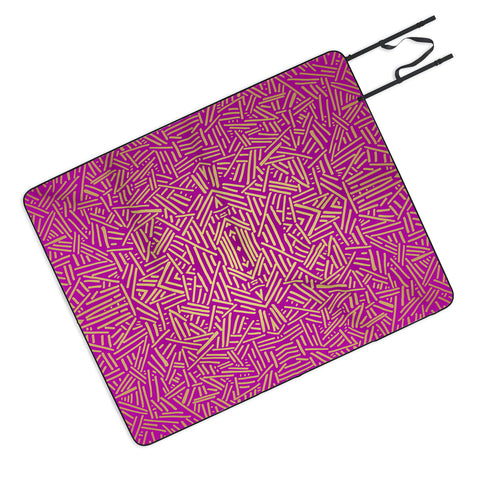 Jacqueline Maldonado Radiate Raspberry Gold Picnic Blanket