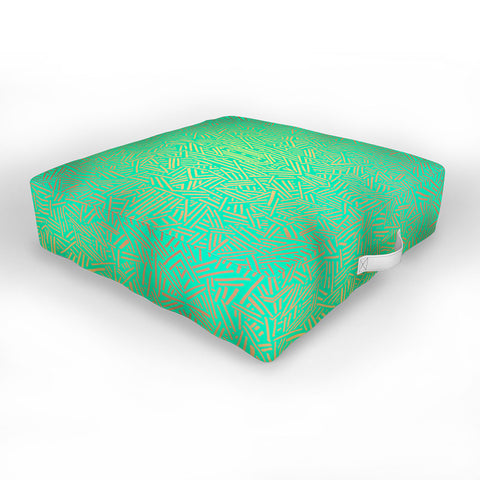 Jacqueline Maldonado Radiate Teal Gold Outdoor Floor Cushion