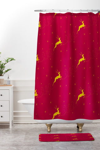 Jacqueline Maldonado Reindeer Stars Shower Curtain And Mat
