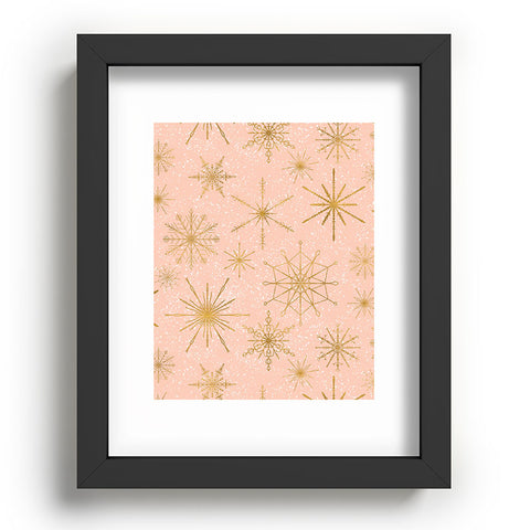 Jacqueline Maldonado Snowflakes Gold Peach Recessed Framing Rectangle