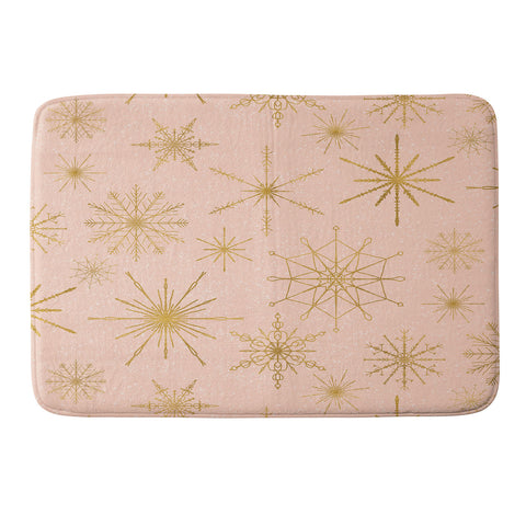 Jacqueline Maldonado Snowflakes Gold Peach Memory Foam Bath Mat