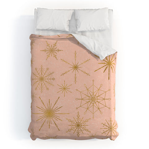 Jacqueline Maldonado Snowflakes Gold Peach Duvet Cover