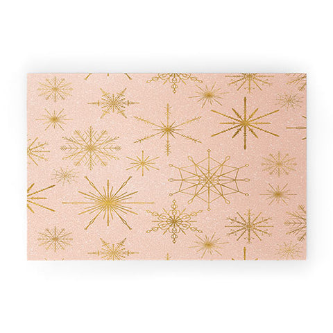 Jacqueline Maldonado Snowflakes Gold Peach Welcome Mat
