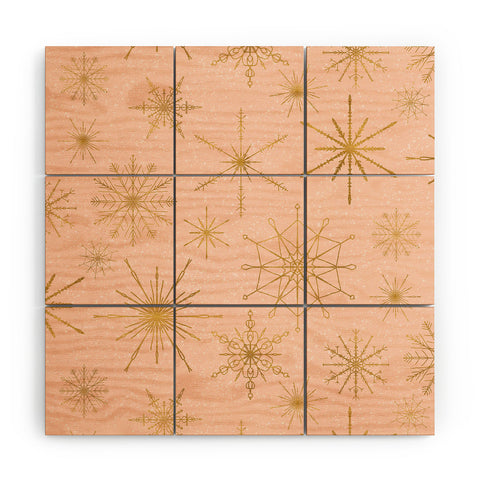 Jacqueline Maldonado Snowflakes Gold Peach Wood Wall Mural