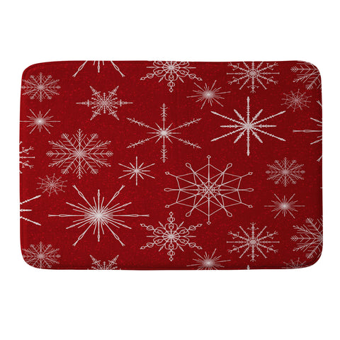Jacqueline Maldonado Snowflakes Red Memory Foam Bath Mat
