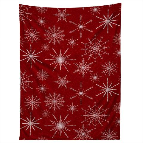 Jacqueline Maldonado Snowflakes Red Tapestry