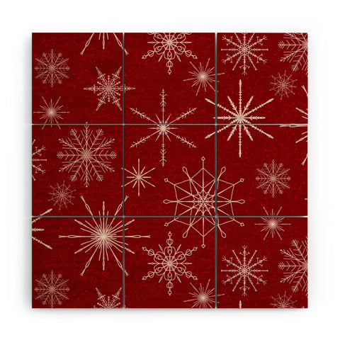 Jacqueline Maldonado Snowflakes Red Wood Wall Mural