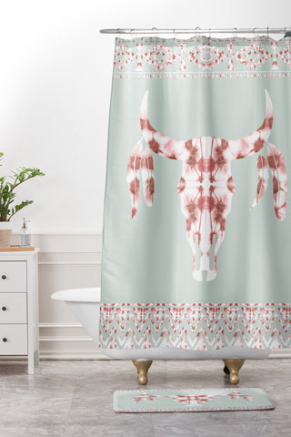 Jacqueline Maldonado Southwest Boho Dye Skull Shower Curtain And Mat
