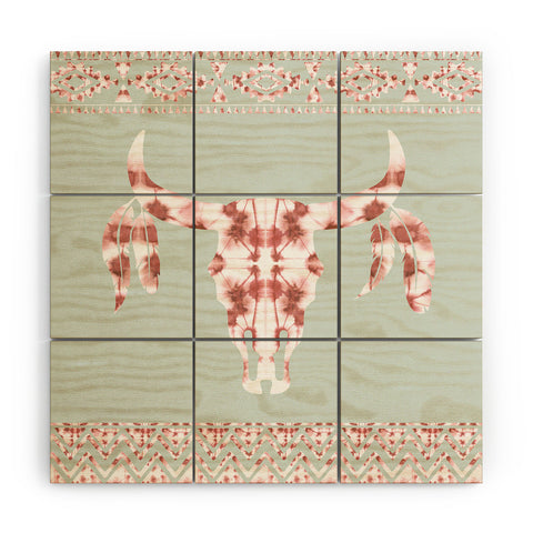 Jacqueline Maldonado Southwest Boho Dye Skull Wood Wall Mural