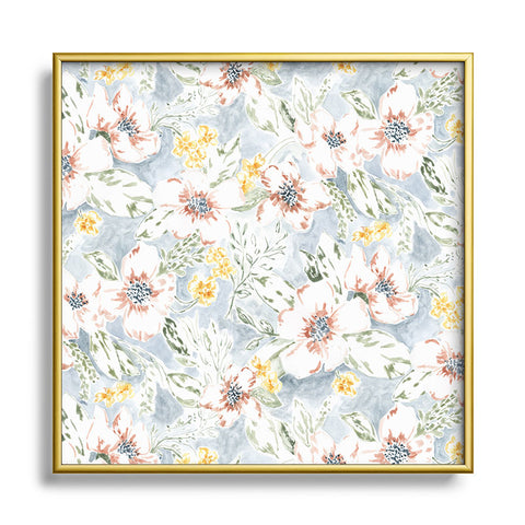 Jacqueline Maldonado Sun Drenched Floral Metal Square Framed Art Print