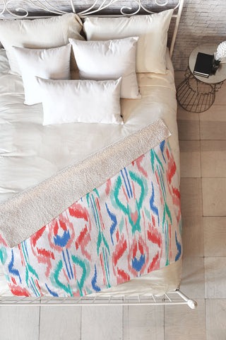 Jacqueline Maldonado Sun Dress Ikat Blue Fleece Throw Blanket