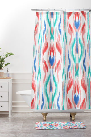 Jacqueline Maldonado Sun Dress Ikat Blue Shower Curtain And Mat