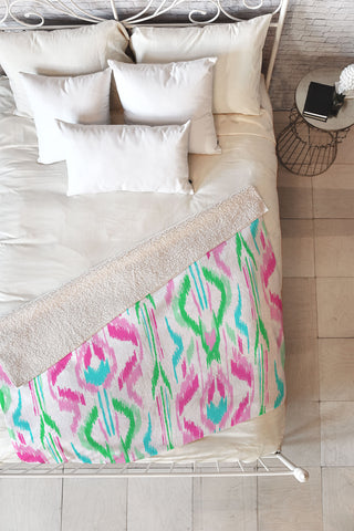 Jacqueline Maldonado Sun Dress Ikat Pink Fleece Throw Blanket