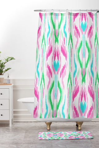 Jacqueline Maldonado Sun Dress Ikat Pink Shower Curtain And Mat