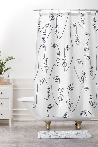 Jacqueline Maldonado Twin Flames Black and White Shower Curtain And Mat