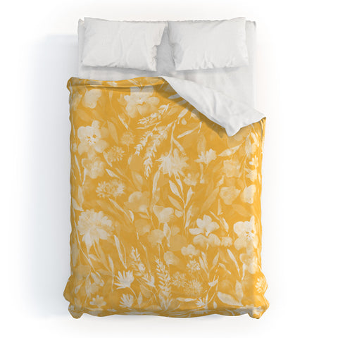 Jacqueline Maldonado Upside Floral Golden Yellow Duvet Cover
