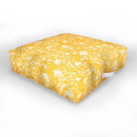 Jacqueline Maldonado Upside Floral Golden Yellow Outdoor Floor Cushion