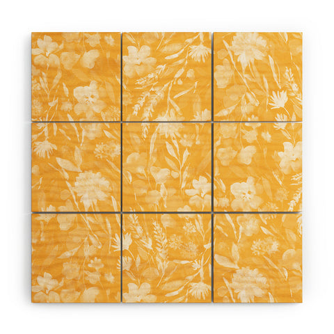 Jacqueline Maldonado Upside Floral Golden Yellow Wood Wall Mural
