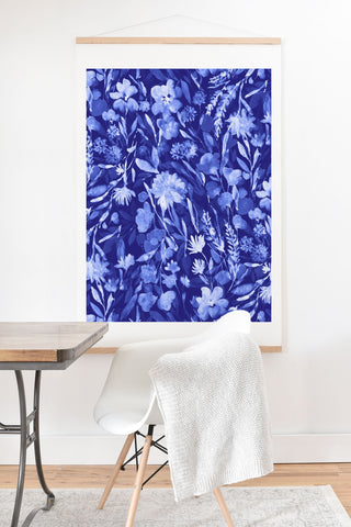 Jacqueline Maldonado Upside Floral Navy Blue Art Print And Hanger