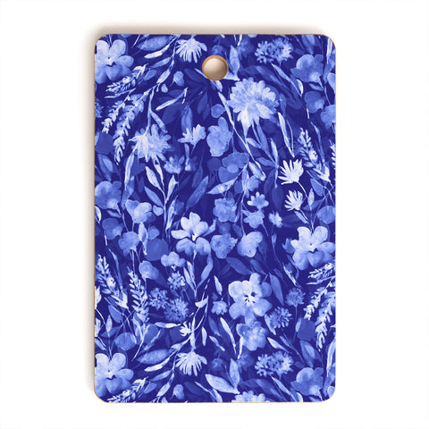 Jacqueline Maldonado Upside Floral Navy Blue Cutting Board Rectangle