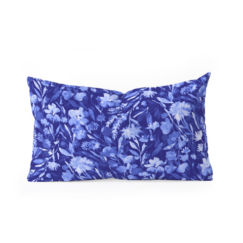 Jacqueline Maldonado Upside Floral Navy Blue Oblong Throw Pillow