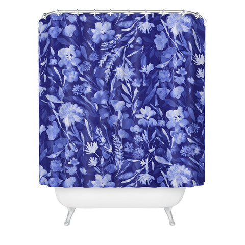 Jacqueline Maldonado Upside Floral Navy Blue Shower Curtain