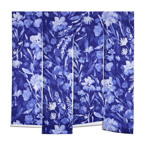 Jacqueline Maldonado Upside Floral Navy Blue Wall Mural