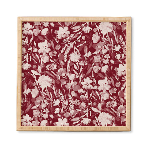 Jacqueline Maldonado Upside Floral Winter Red Framed Wall Art