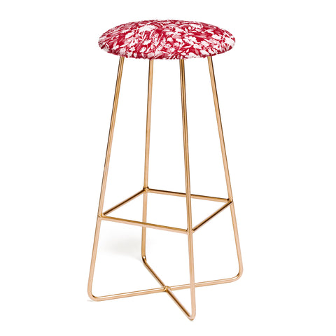 Jacqueline Maldonado Upside Floral Winter Red Bar Stool