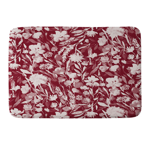 Jacqueline Maldonado Upside Floral Winter Red Memory Foam Bath Mat