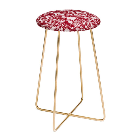 Jacqueline Maldonado Upside Floral Winter Red Counter Stool