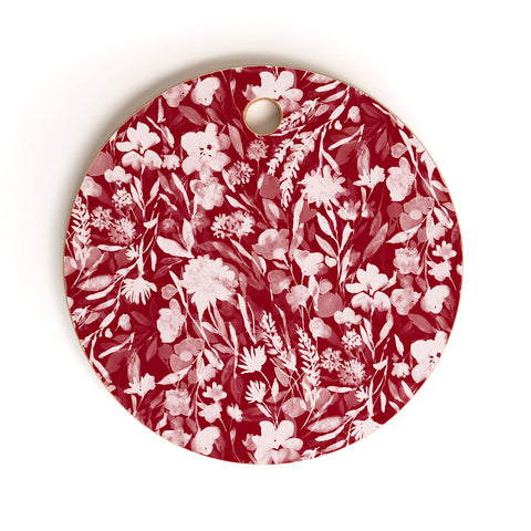 Jacqueline Maldonado Upside Floral Winter Red Cutting Board Round