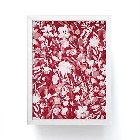 Jacqueline Maldonado Upside Floral Winter Red Framed Mini Art Print