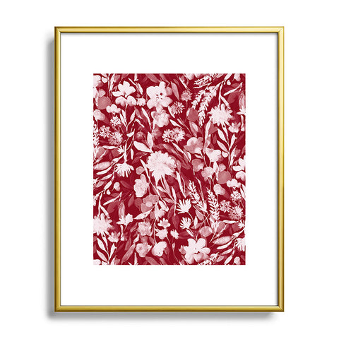 Jacqueline Maldonado Upside Floral Winter Red Metal Framed Art Print