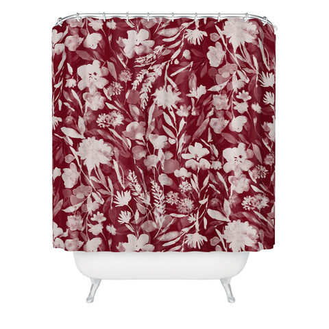 Jacqueline Maldonado Upside Floral Winter Red Shower Curtain