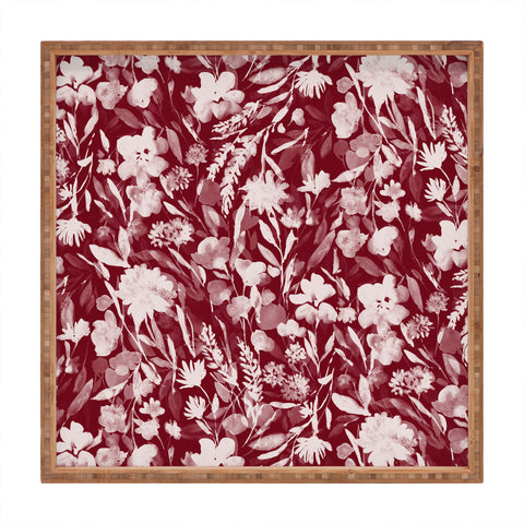 Jacqueline Maldonado Upside Floral Winter Red Square Tray
