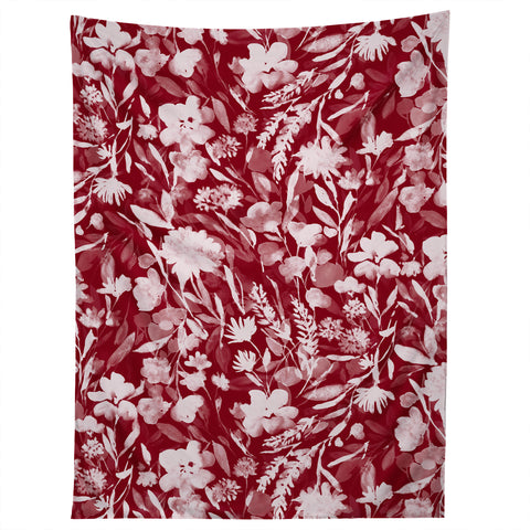 Jacqueline Maldonado Upside Floral Winter Red Tapestry