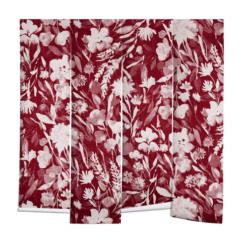 Jacqueline Maldonado Upside Floral Winter Red Wall Mural