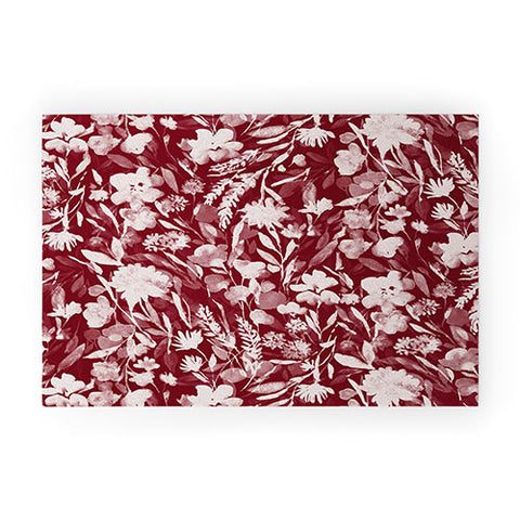 Jacqueline Maldonado Upside Floral Winter Red Welcome Mat