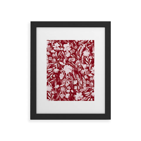 Jacqueline Maldonado Upside Floral Winter Red Framed Art Print