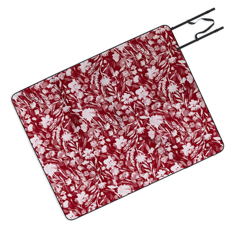 Jacqueline Maldonado Upside Floral Winter Red Picnic Blanket