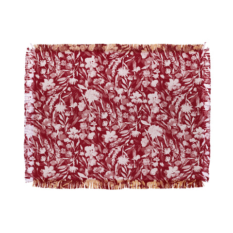 Jacqueline Maldonado Upside Floral Winter Red Throw Blanket