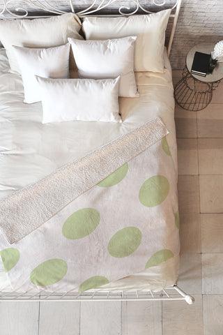 Jacqueline Maldonado Vintage Dot Pale Green Fleece Throw Blanket