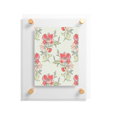 Jacqueline Maldonado Vintage Floral Green Dot Floating Acrylic Print