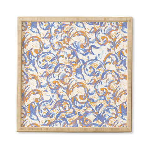 Jacqueline Maldonado Vintage Lace Watercolor Blue Gold Framed Wall Art