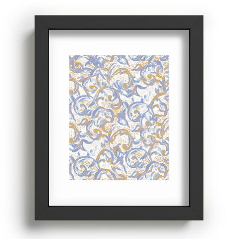 Jacqueline Maldonado Vintage Lace Watercolor Blue Gold Recessed Framing Rectangle