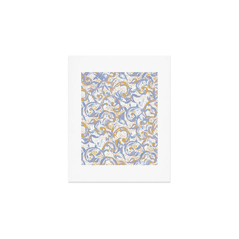 Jacqueline Maldonado Vintage Lace Watercolor Blue Gold Art Print