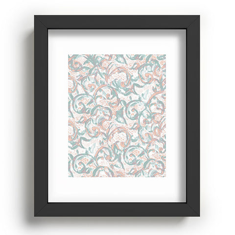 Jacqueline Maldonado Vintage Lace Watercolor Pale Peach Sage Recessed Framing Rectangle