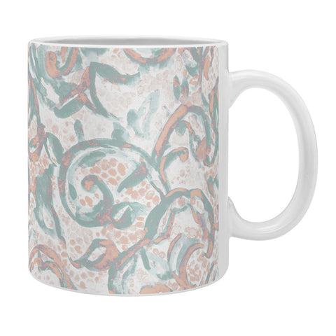 Jacqueline Maldonado Vintage Lace Watercolor Pale Peach Sage Coffee Mug