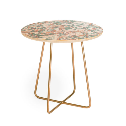 Jacqueline Maldonado Vintage Lace Watercolor Pale Peach Sage Round Side Table